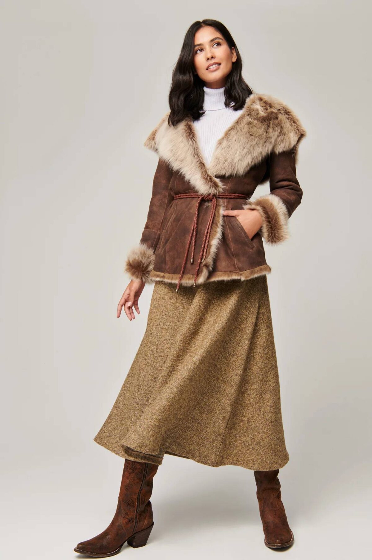 Natasha Hooded Toscana Sheepskin Coat