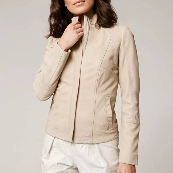 Azura Washed Classic Lambskin Leather Jacket