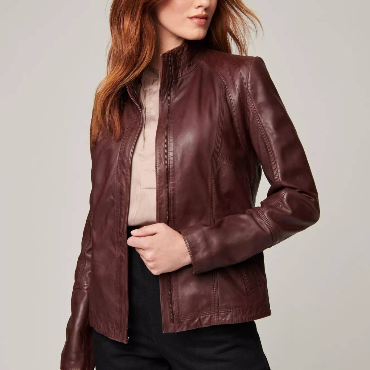 Azura Lambskin Classic Washed Leather Jacket
