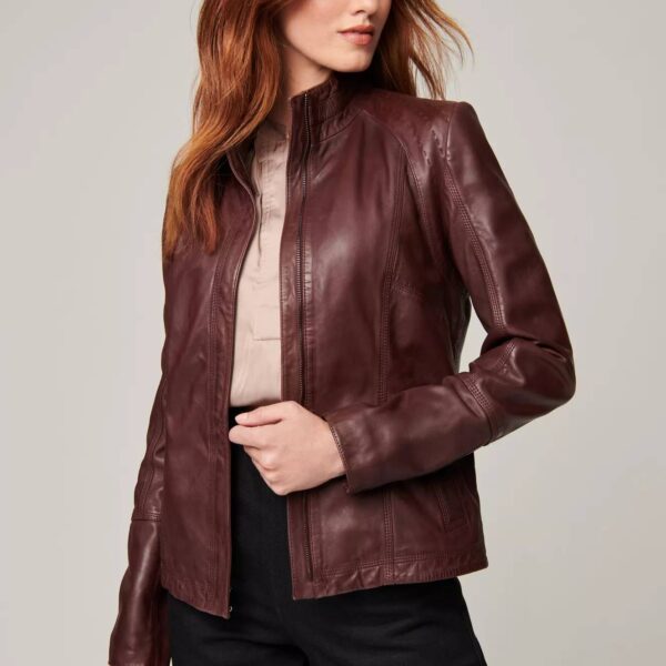 Azura Lambskin Classic Washed Leather Jacket