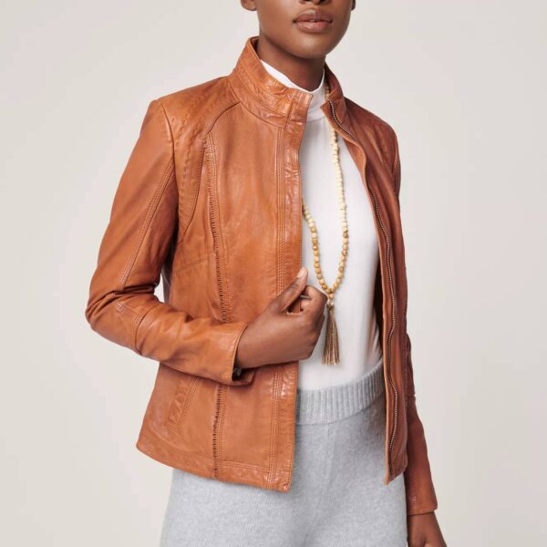 Azura Lambskin Washed Leather Jacket