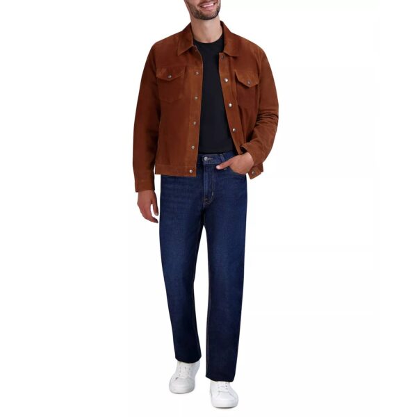 Cognac Suede Trucker Jacket