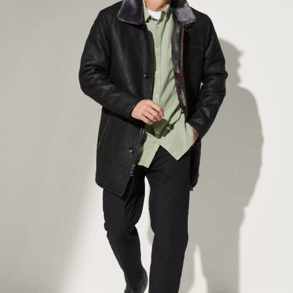 Hayes Quilted Spanish Shearling Sheepskin Car Coat