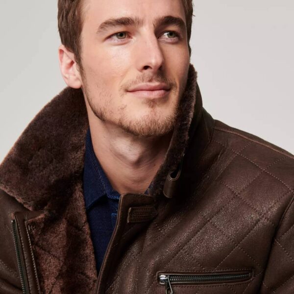 Hayes Quilted Spanish Shearling Sheepskin Car Coat