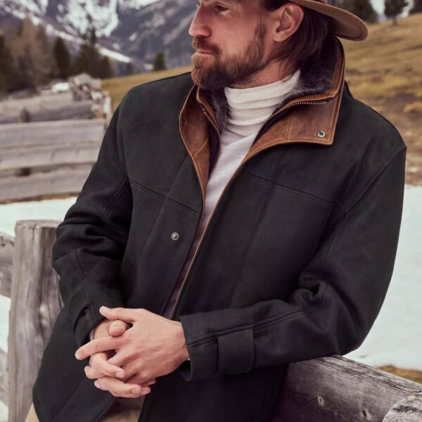 Jack Frost Leather Coat with Shearling Lining