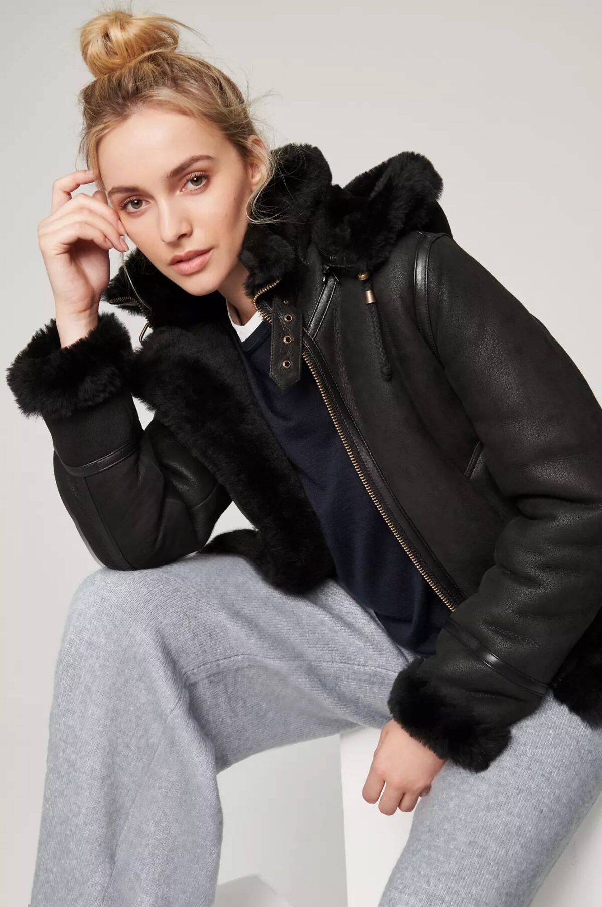 Jane Merino Sheepskin B-3 Bomber Jacket