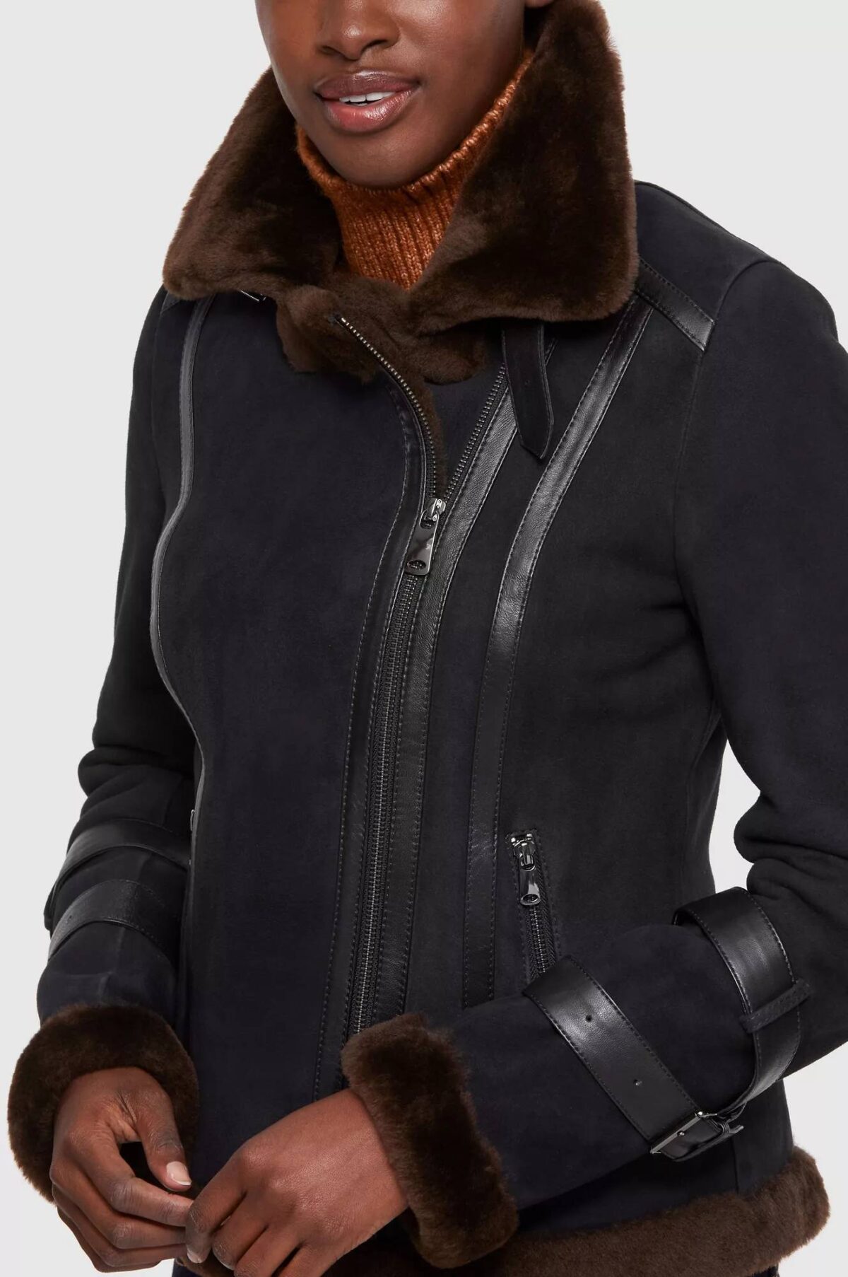 Olivia Spanish Merino Shearling Sheepskin Bomber Jacket