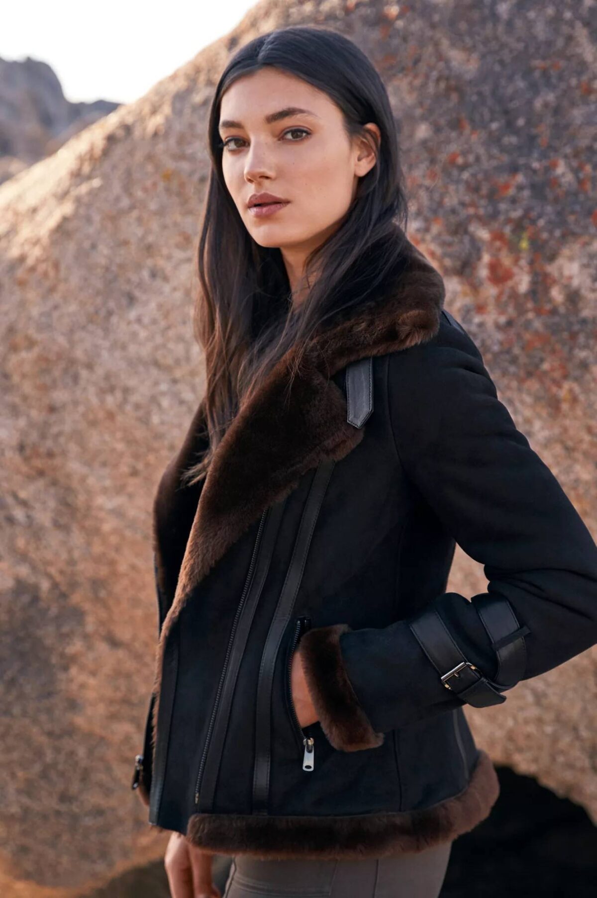 Olivia Spanish Merino Shearling Sheepskin Bomber Jacket