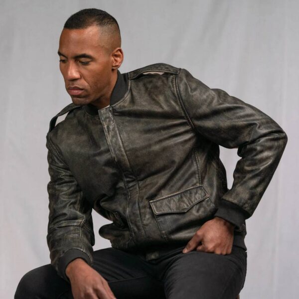 Black Leather Bomber Jacket
