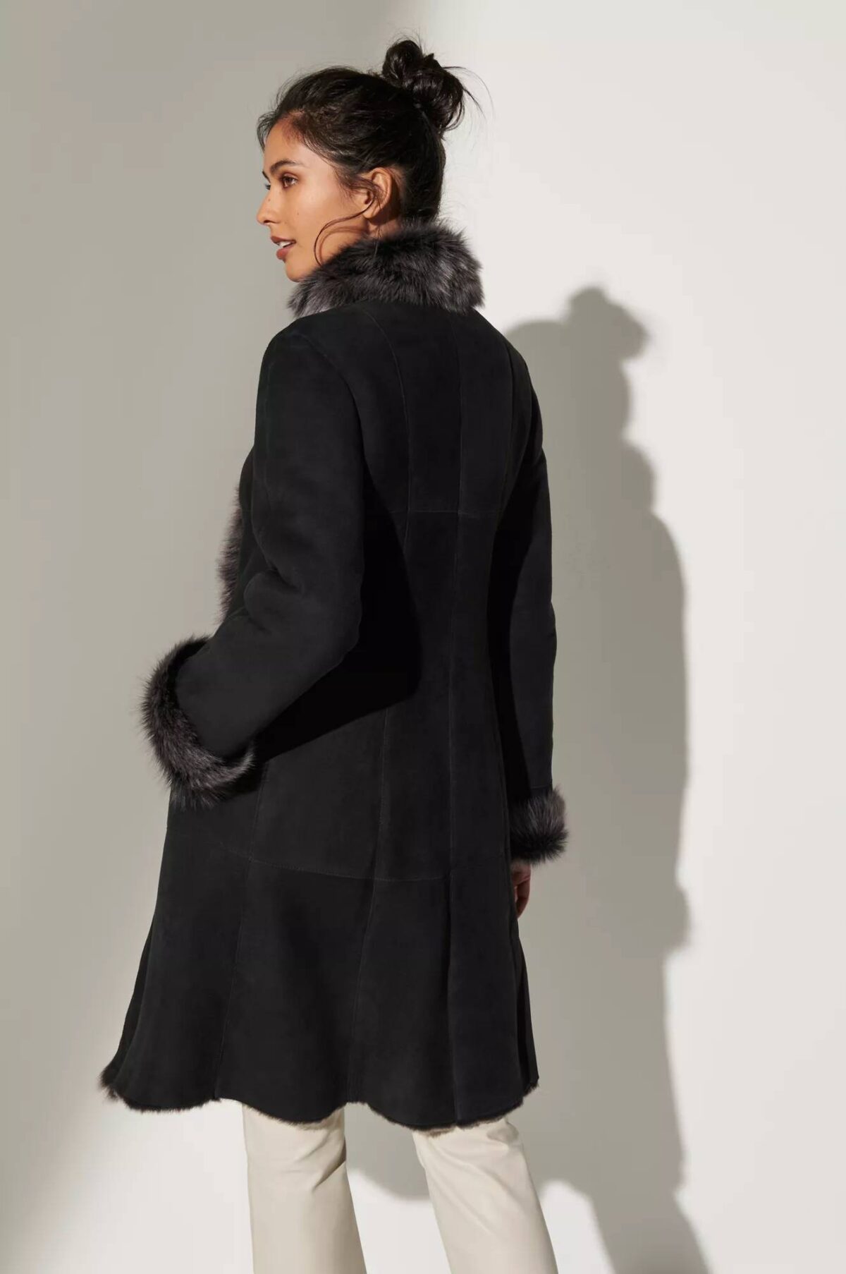 Sandra Spanish Merino Shearling Sheepskin Coat with Toscana Trim