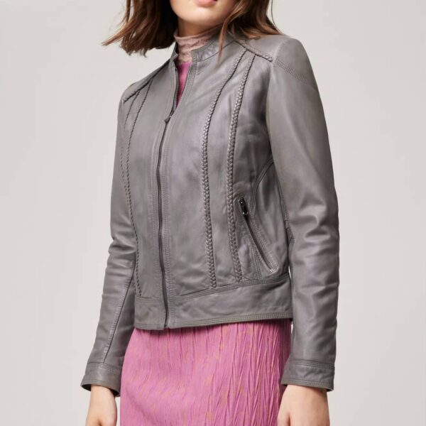 Sue Washed Lambskin Leather Moto Jacket