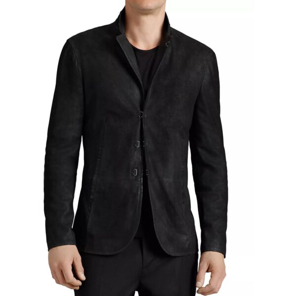 Suede Hook And Bar Slim Fit Jacket