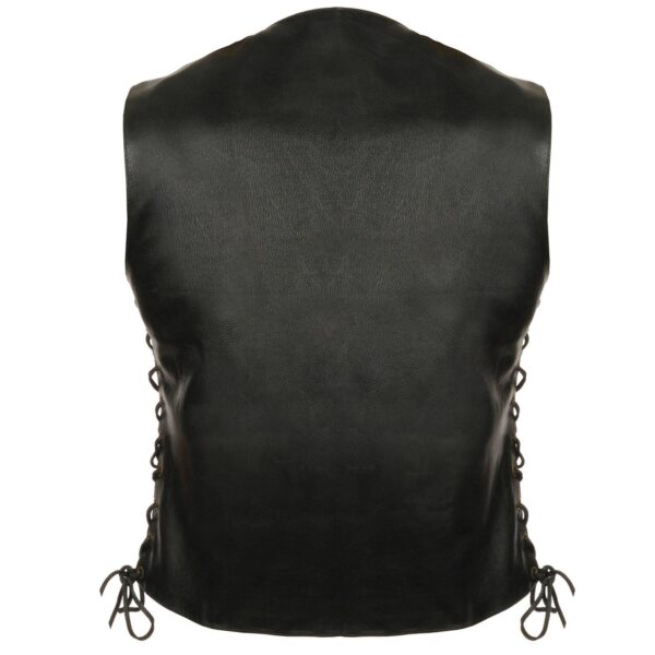 WOMEN'S 6 POCKET SIDE LACE LEATHER VEST