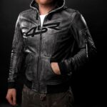 Leather Motorcycle Jacket with Hood