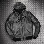 Leather Motorcycle Jacket with Hood