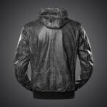 Leather Motorcycle Jacket with Hood