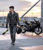 Leather Motorcycle Jacket with Hood