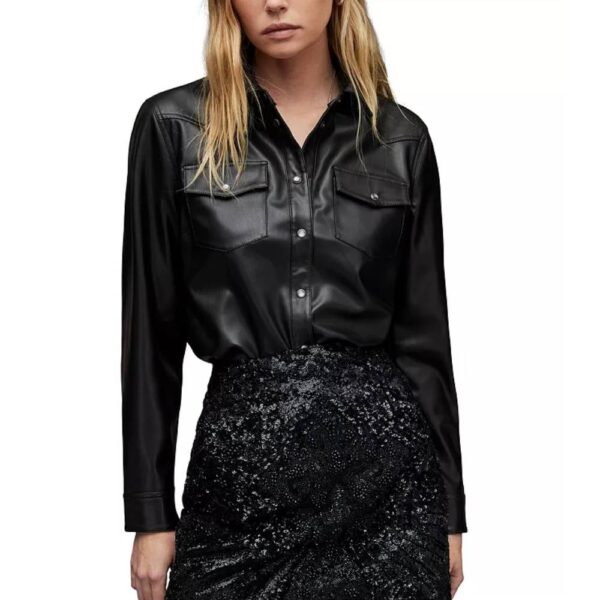 Stanway Black Leather Shirt