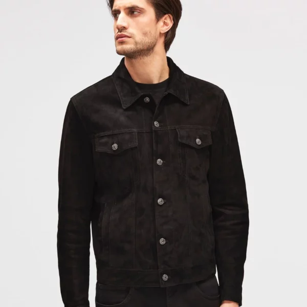 Black Suede Trucker Jacket USA