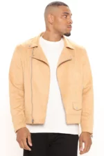 camel suede moto jackets