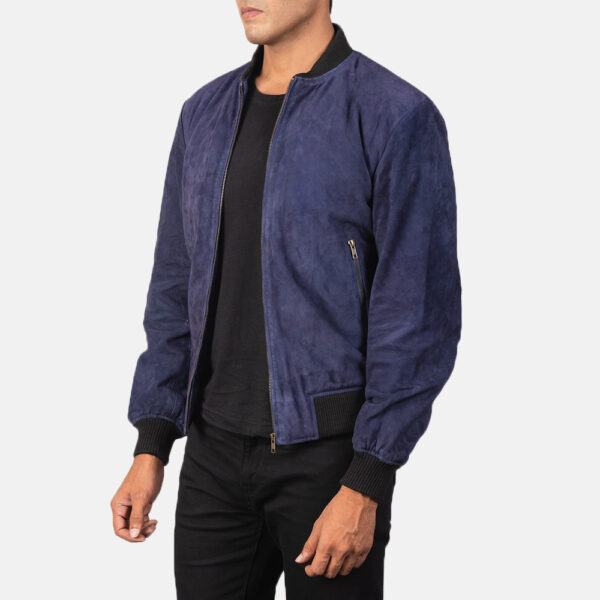 navy suede bomber jacket US