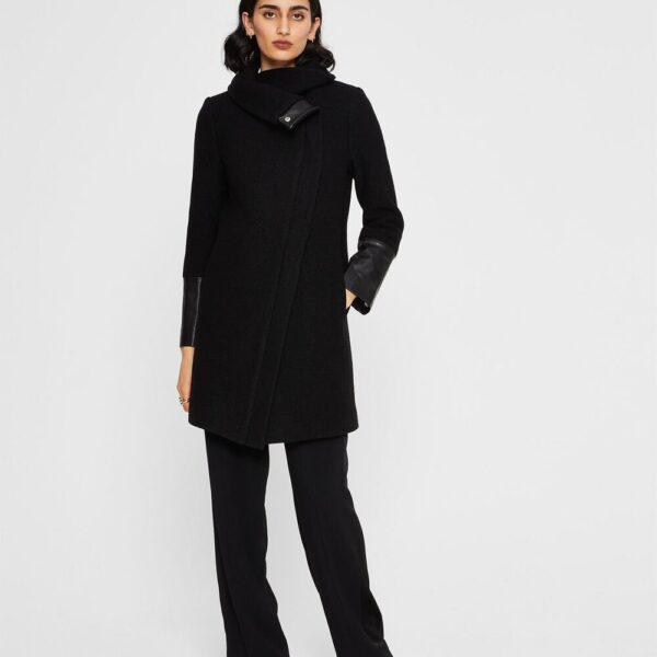 Halli Wool Leather Moto Coat