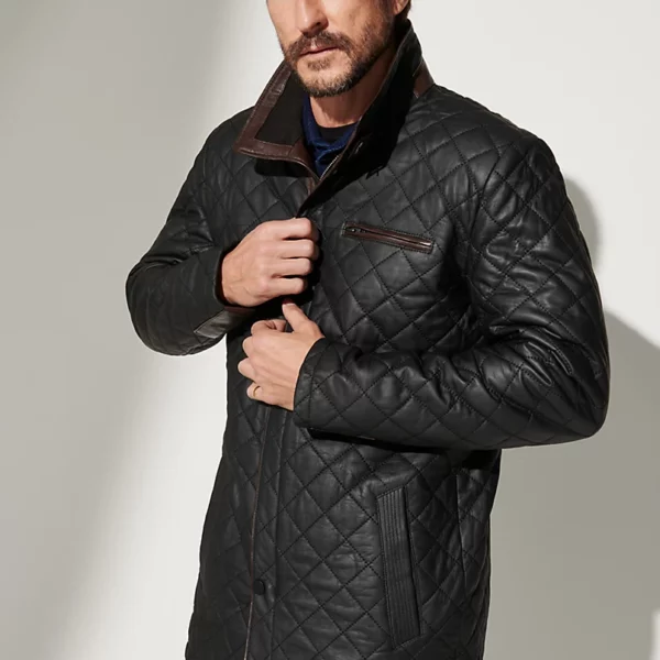 Christian Quilted Italian Leather Coat