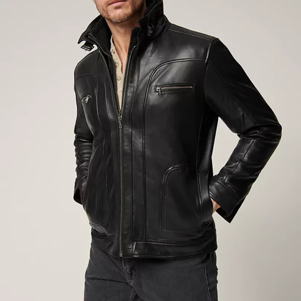 Memphis Lambskin Leather Bomber Moto Jacket