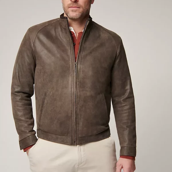Zachary Distressed English Lambskin Leather Jacket US