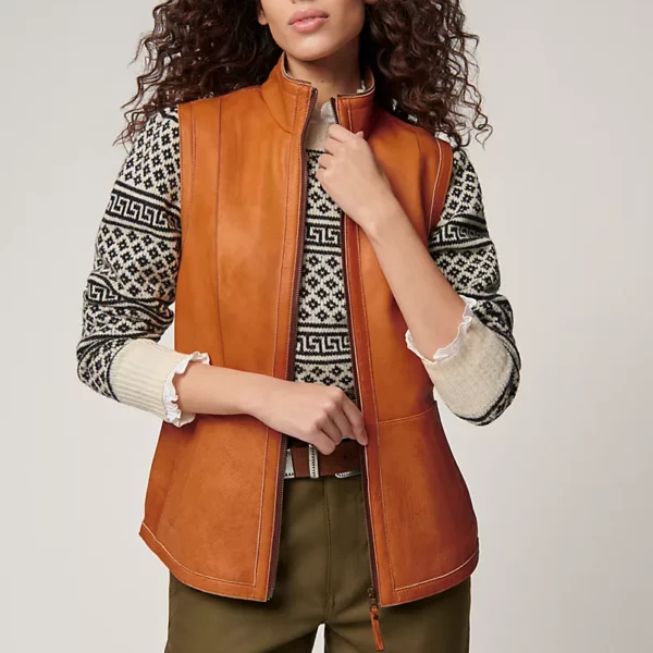 Brandy Reversible Lambskin Suede Leather Vest US