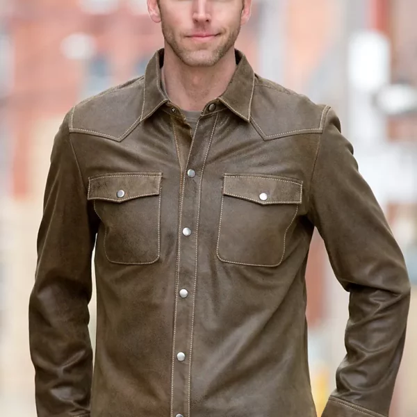 Clint Lambskin Leather Shirt Jacket US