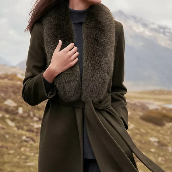 Gillian Loro Piana Wool Coat with Fur Trim