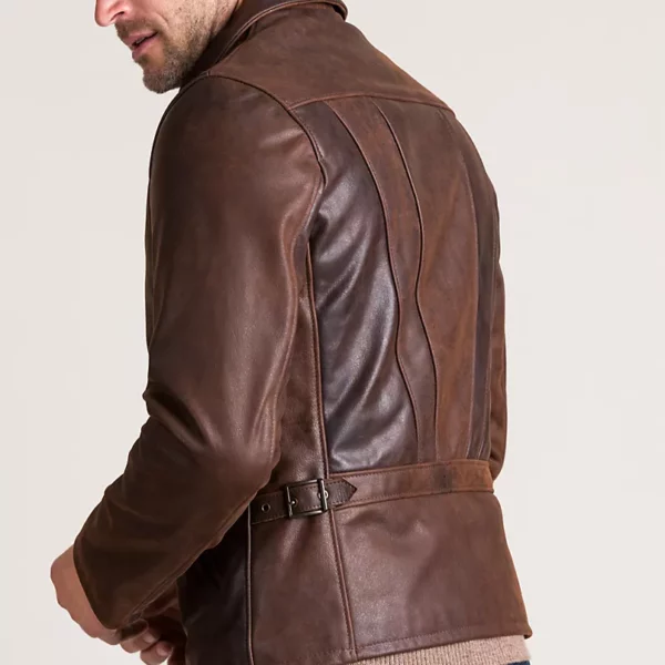 James Vintage Style Waxed Buffalo Leather Moto Jacket