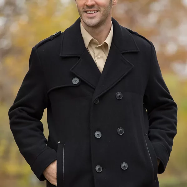 Men's Andrew Marc Nick Wool-Blend Pea Coat