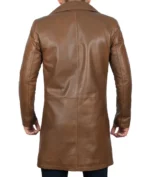 Mens Real Leather 3 4 Length Brown Long Coat USA