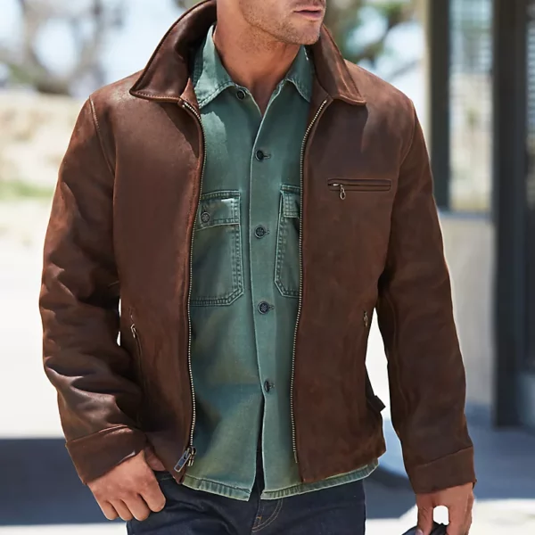 Nick Heavy Duty Nubuck Leather Motorcycle Jacket