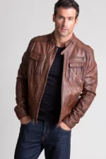 Sloan Washed Italian Lambskin Leather Moto Jacket