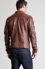 Sloan Washed Italian Lambskin Leather Moto Jacket US