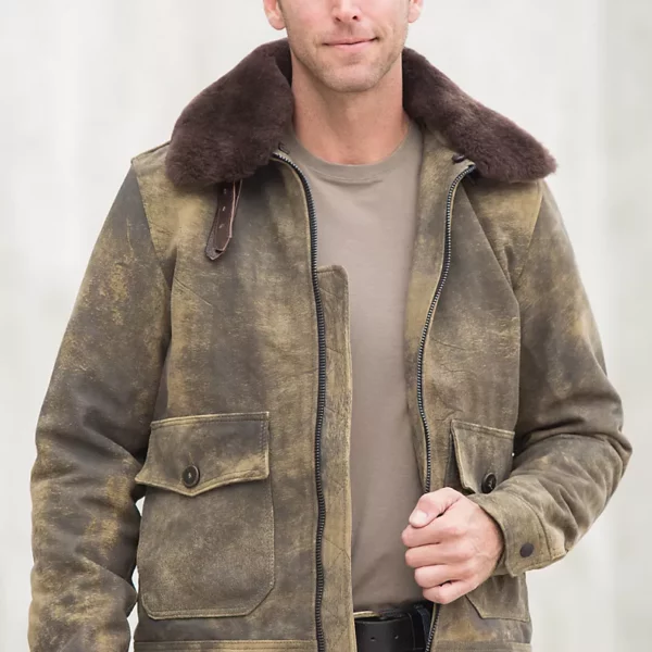 Tomahawk Distressed Lambskin Leather Bomber Jacket USA