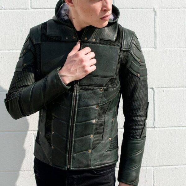 Forest Green Armor Leather Jacket