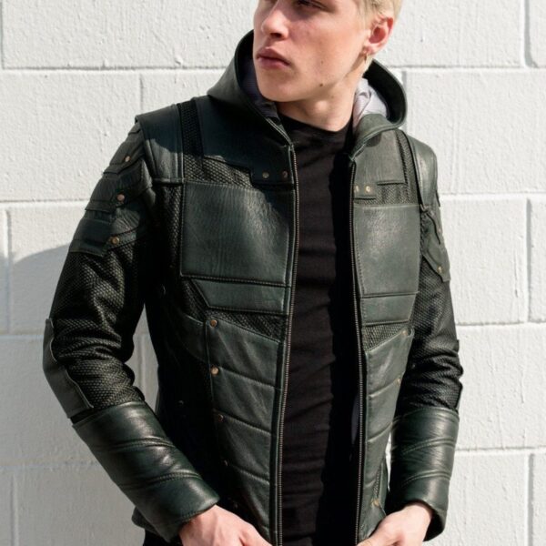 Forest Green Armor Leather Jacket US