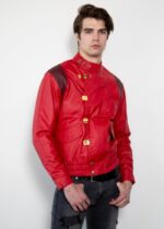 Mens Akira Kaneda Pill Red Leather Motorcycle Jacket USA