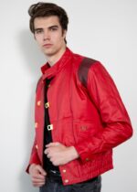 Mens Akira Kaneda Pill Red Leather Motorcycle Jacket United States