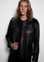 Mens Black Draco Nero Leather Shirt USA