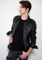 Mens Black Draco Nero Leather Shirt USA