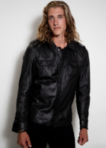 Mens Black Draco Nero Leather Shirt United States