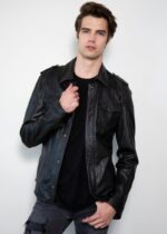 Mens Black Draco Nero Leather Shirt United States