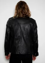 Mens Black Draco Nero Leather Shirt