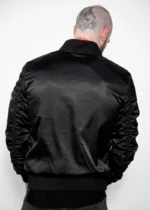 Mens Black Satin Rush Flight Bomber Jacket United States