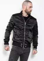 Mens Black Satin Rush Flight Bomber Jacket United States